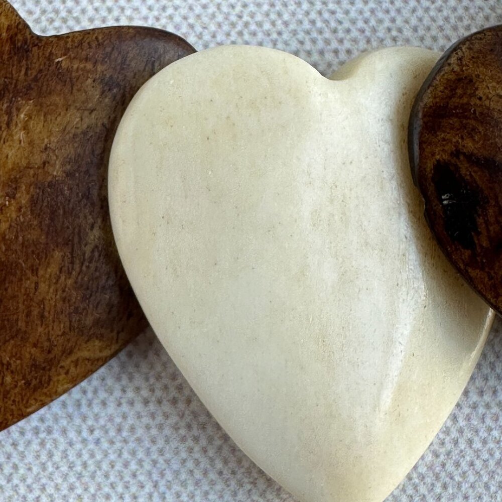 Vintage Horn Statement Necklace, Graduated Brown & Cream Panels, African Tribal - Picture 4 of 9